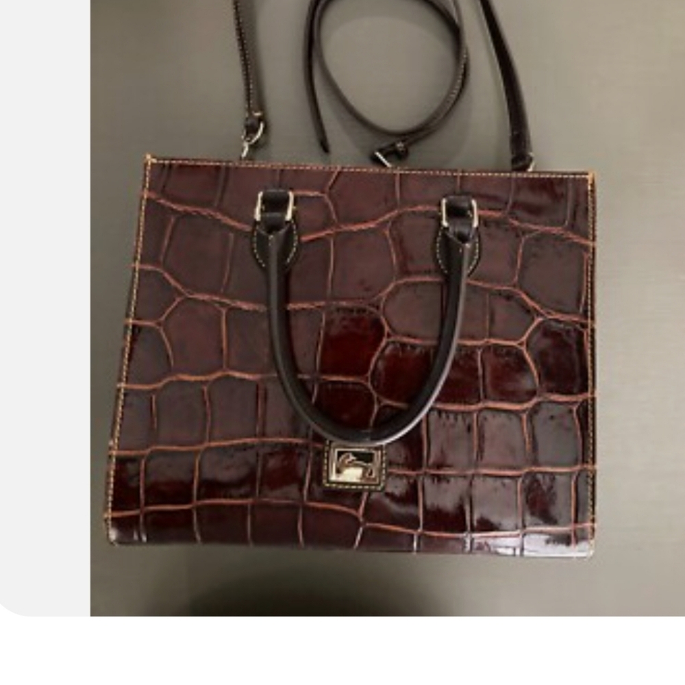 Dooney & Bourke Dark, Bergundy, Brown Crocodile Shoulder Bag - Picture 14 of 14